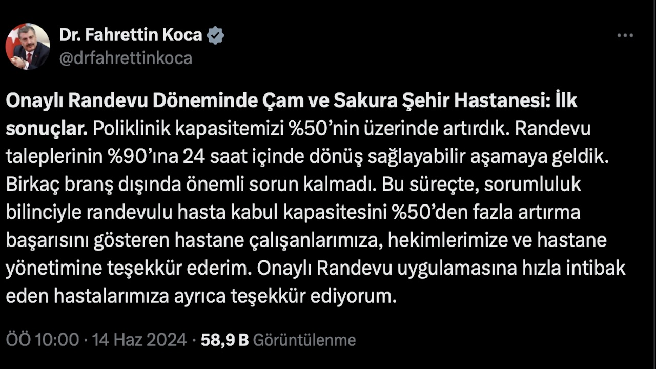 Fahrettin koca tweet