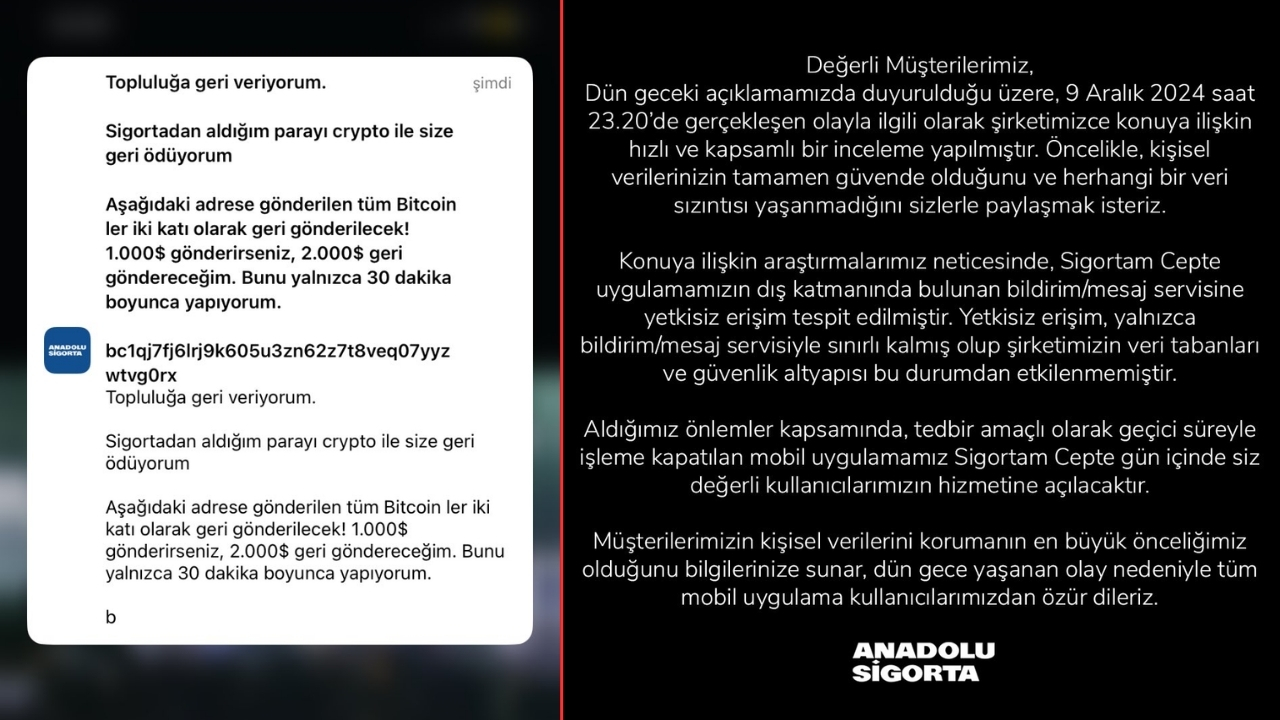 Anadolu Sigorta’na Yapılan Siber Saldırıda Kullanıcılara Küfürlü Mesajlar Gönderildi